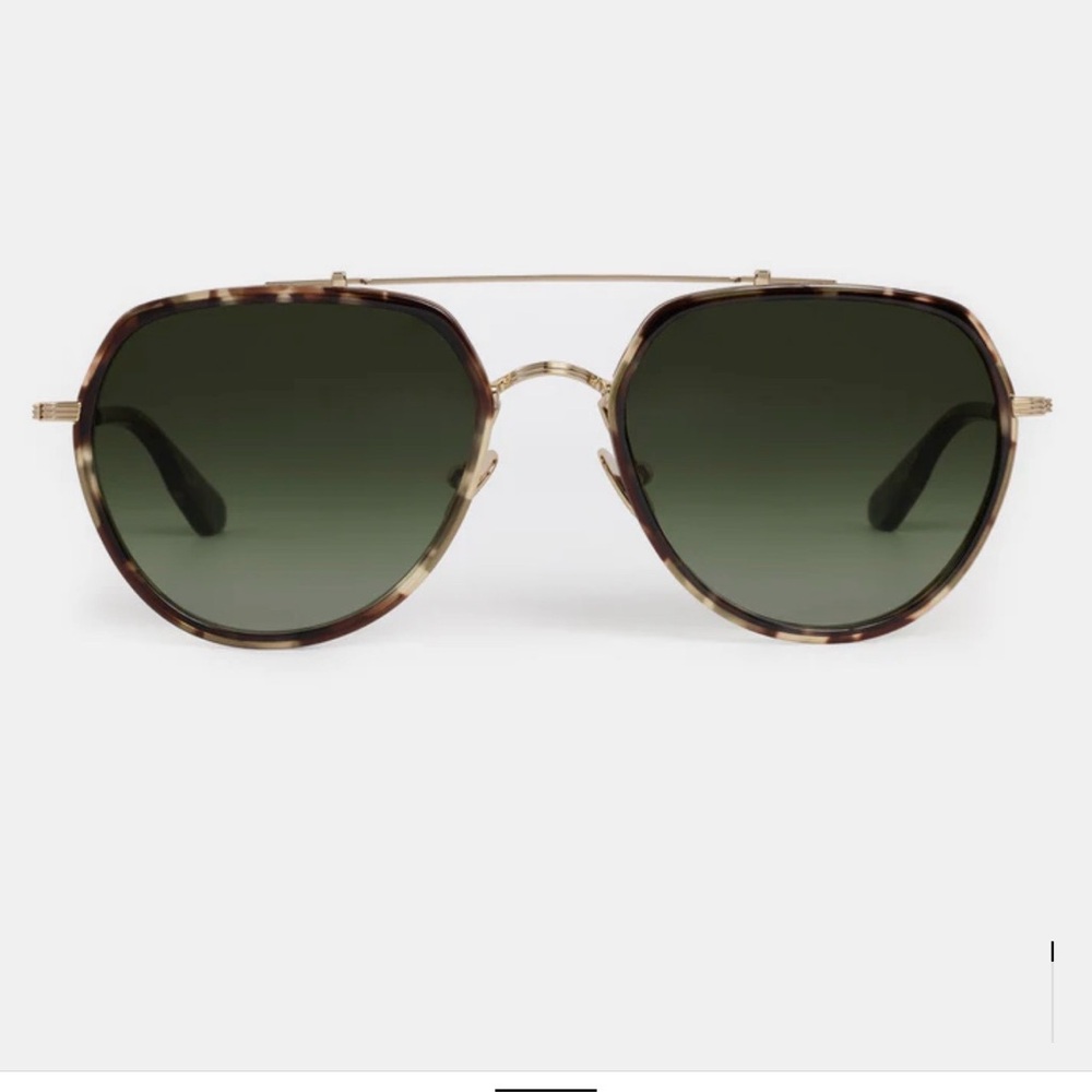 KREWE Tortoise Shell Sunglasses with Green Lenses